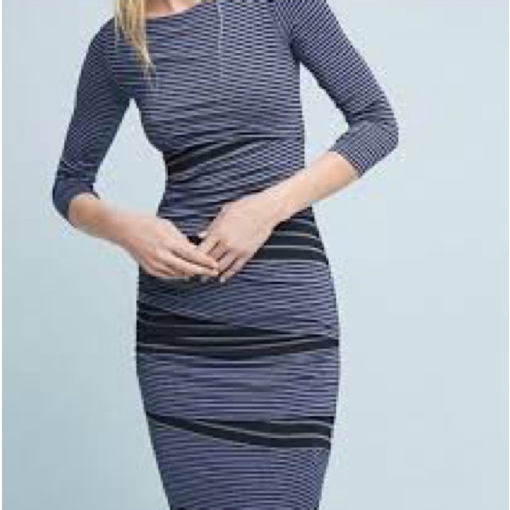 Anthropology soft Large Blue Ruched NWT Baily 44 Bodycon Dress stretchy - Picture 11 of 14